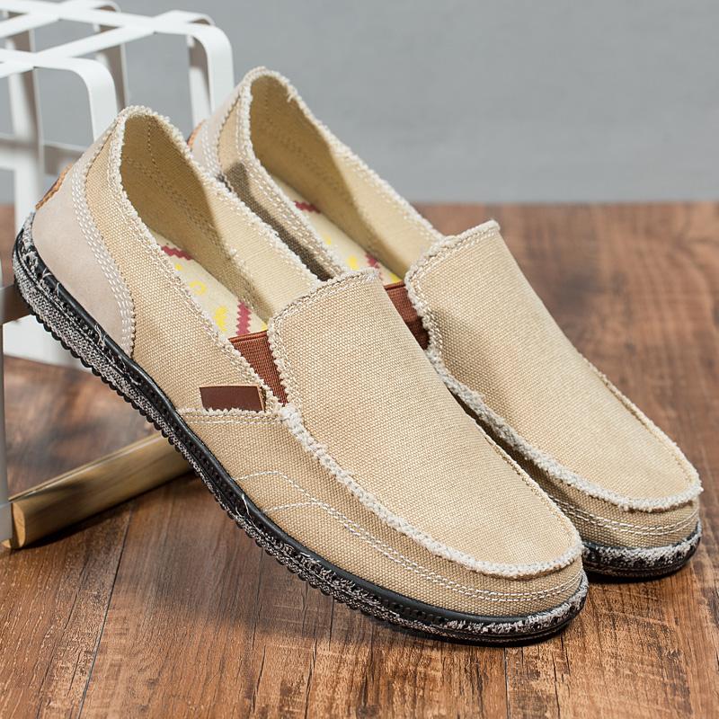 

Мужские однотонные повседневные холщовые мокасины без застежек, дышащие, легкие, универсальные, мужские туфли для прогулок на свежем воздухе и для всех сезонов 44 абрикосовый