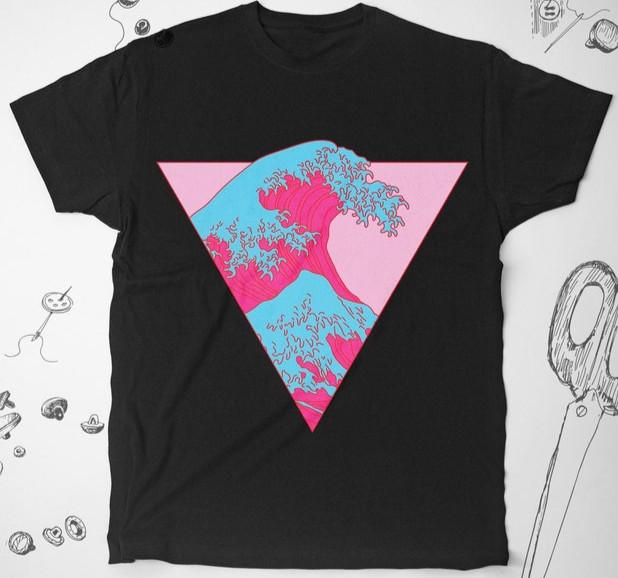 

26 Vaporwave shirt Japanese Art Graphic the great Wave Of Kanagawa Unisex Tee Unisex T-Shirt XXXL