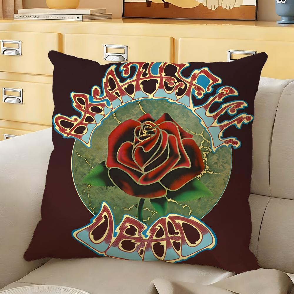 GGrateful DDead rock band Cushion Cover Soft Durable Reversible Pillow Cover Home Car MultiScene Daily Comfort Pillowcase