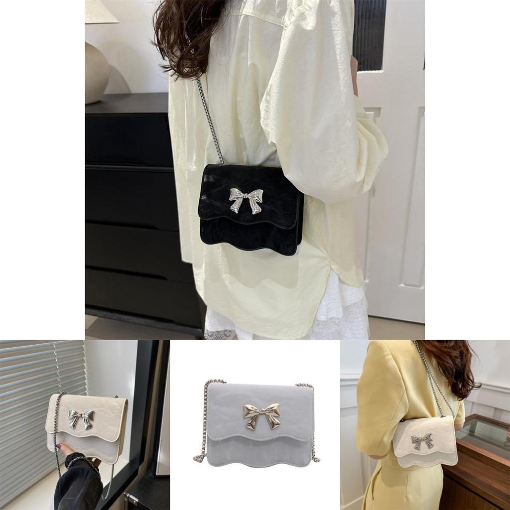 Trendy Black Blue Pink White Pu Small Square Handbag With Chic Chain Strap Design