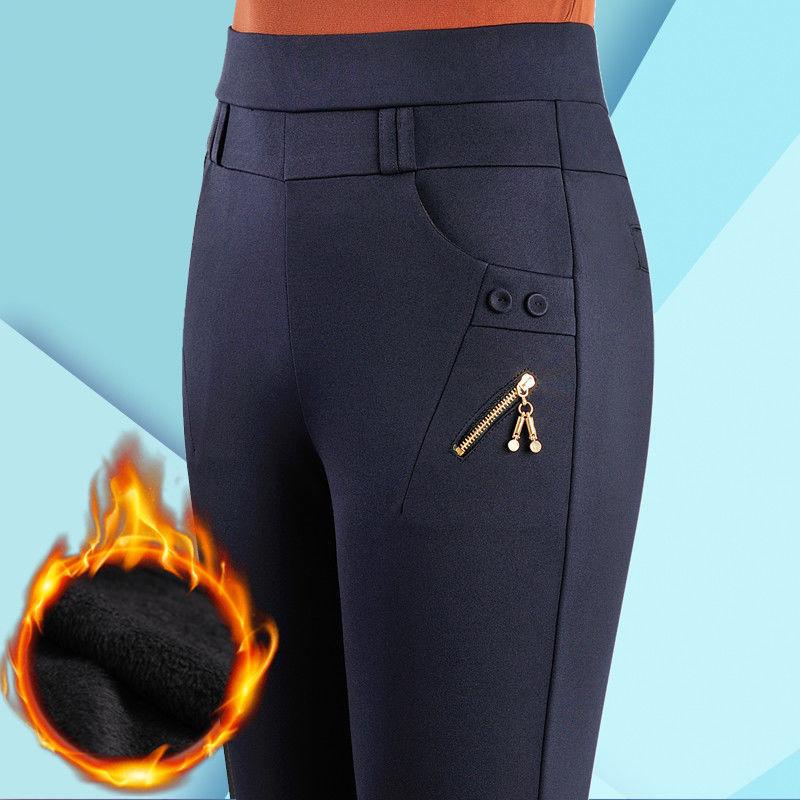Autumn Winter Plus-size Women's Elastic High-waisted Straight Pants Thick Casual Pants