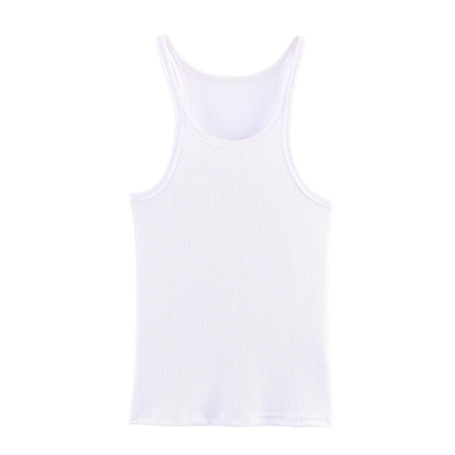 European and American style, new women s clothing, foreign style, spring new women s ribbed vest 1327093 S белый