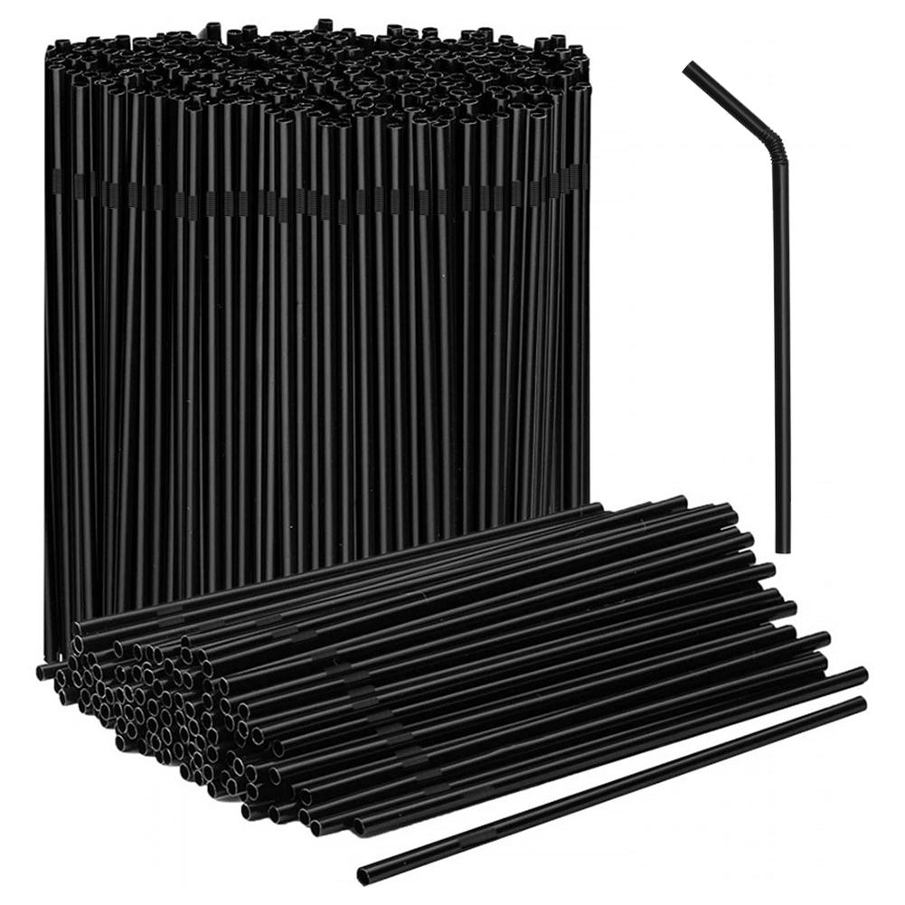 100Pcs Black Drinking Straws Disposable Cola Cocktail Bar Party Wedding Kitchen Beverage Flexible Straw Kitchen Accessories