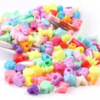 50pcs Mixed Color Plastic Beads Various Shape Butterfly Flower Heart Bear Loose Beads For Jewelry Making DIY Bracelets Necklace