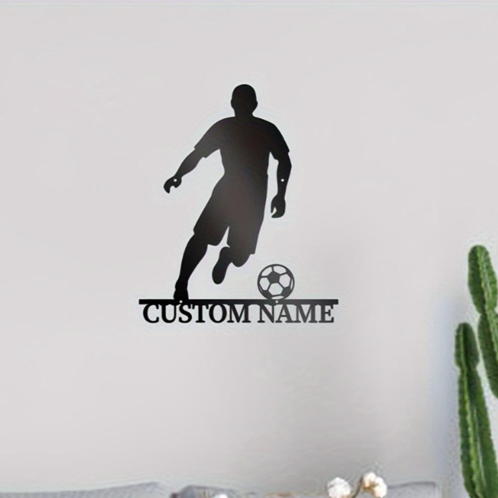 Metal Wall Art Soccer Player Silhouette Personalized Football Decor Indoor Outdoor Sign