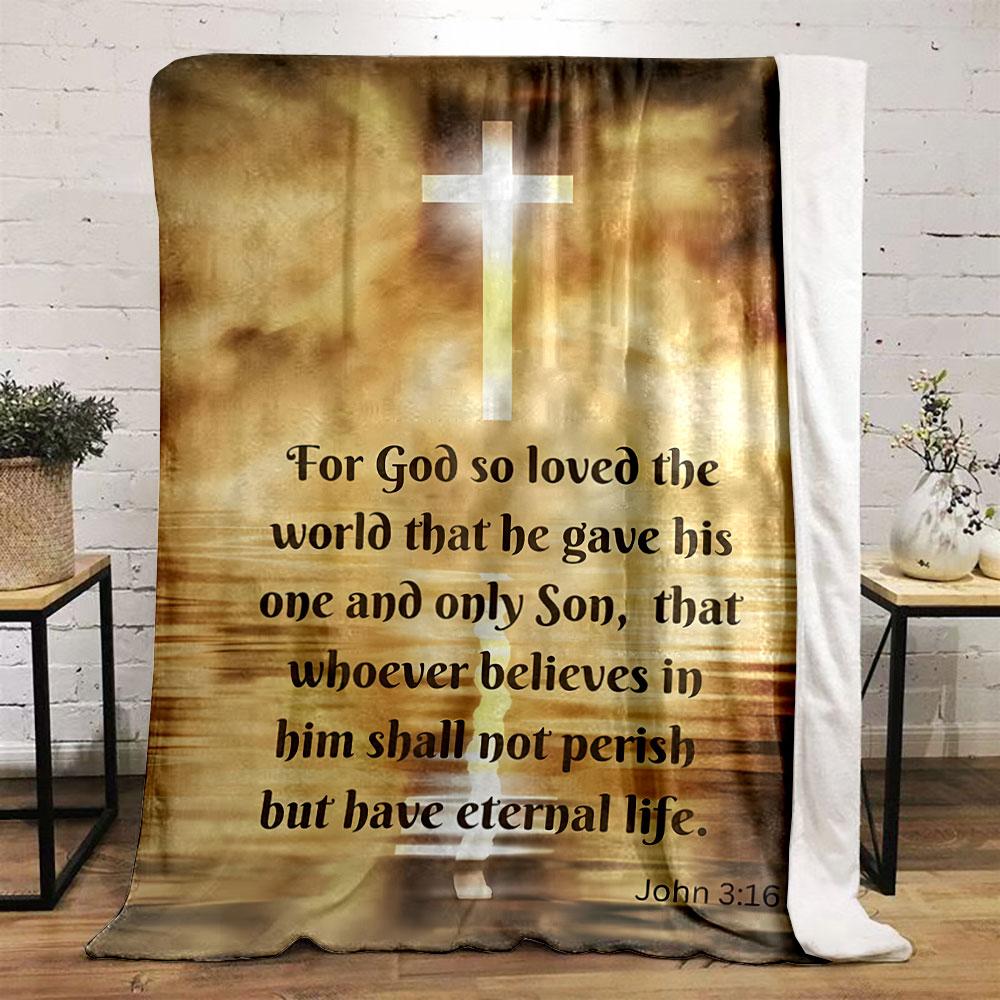 John 3:16 Scripture Throw Blanket  Printed Blanket for Living Room Bed Couch Lunch Break Soft Cozy Blanket for Friend's Festival Gift