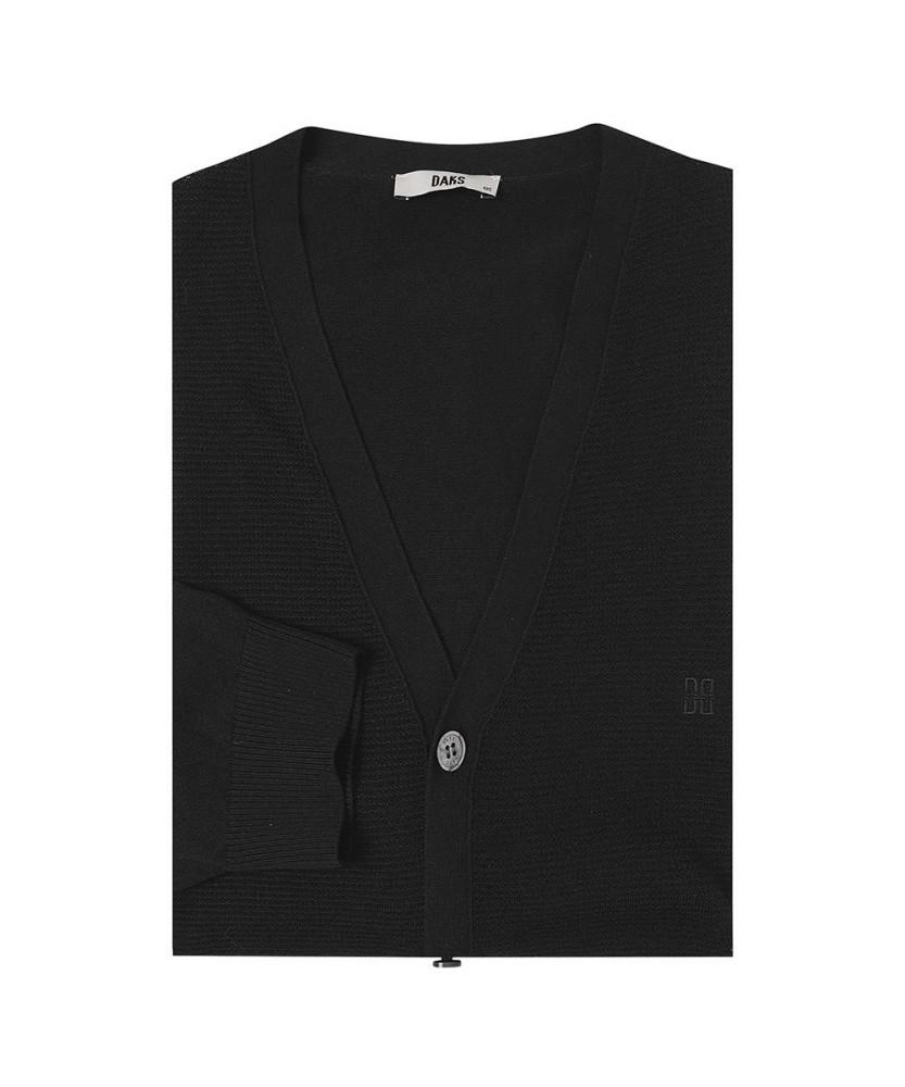 Dagseusyeocheu Cotton Blend V-Neck Cardigan Comfort Slim Fit Black_Dms1Swcd200K1