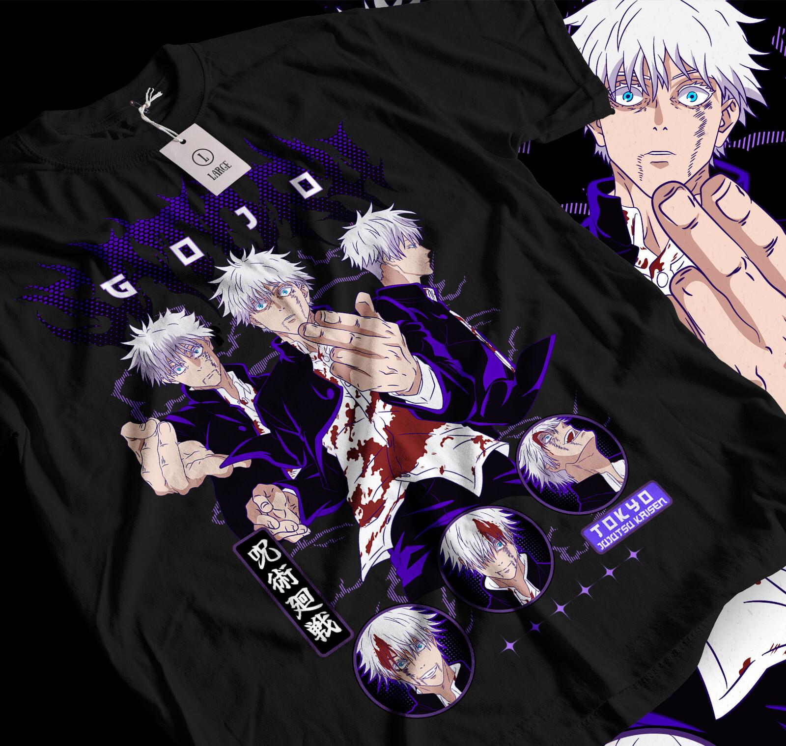 

Gojo Satoru T-Shirt Mens Womens Tees Top Jujutsu Kaisen best Anime manga lover black T-Shirt Mens Womens Tees Top 027 XL