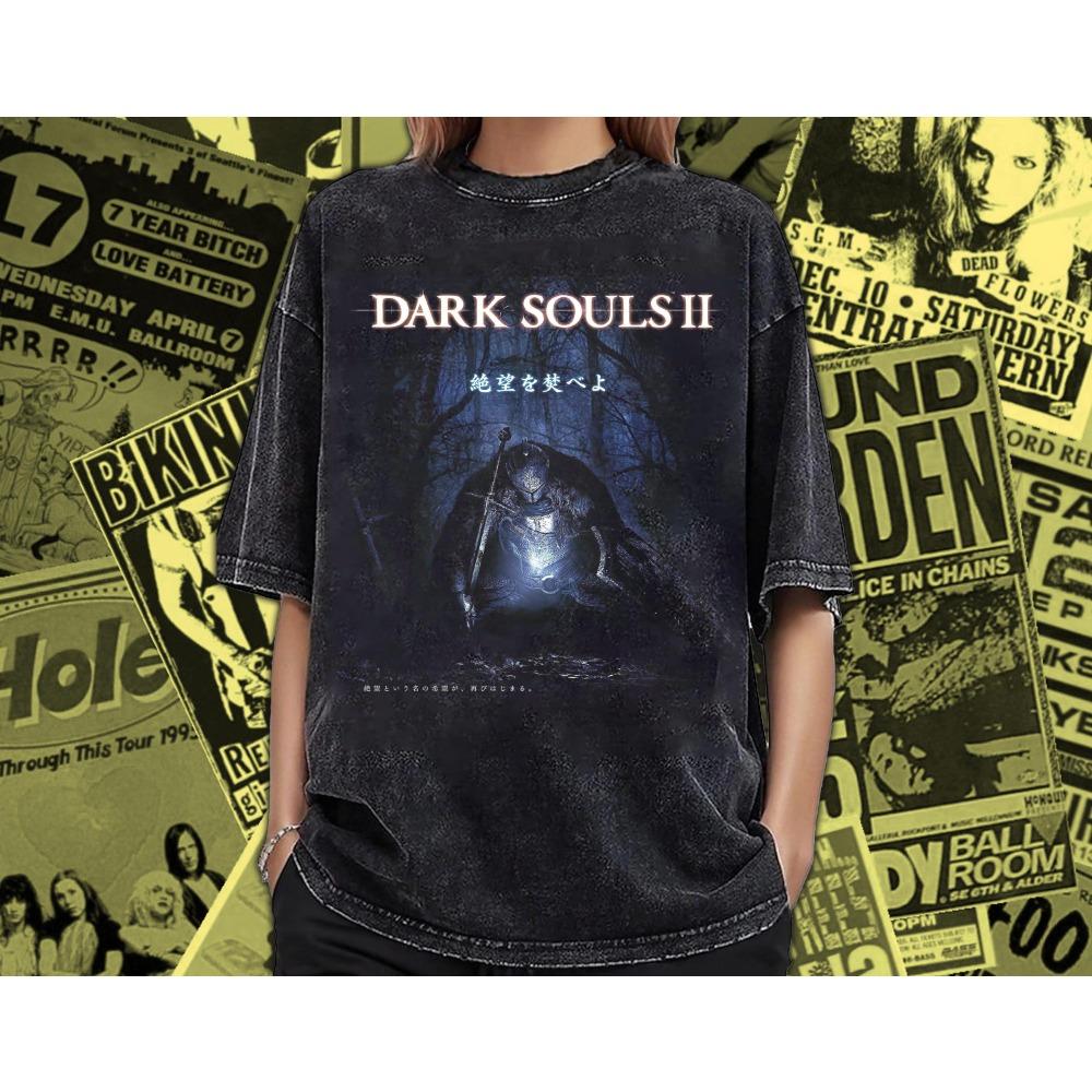 Retro Washed Dark Souls T-shirt FromSoftware Game T-shirt, Washed and Distressed T-shirt S