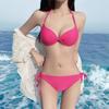 Różowy Czerwony Bikini Kostium Kąpielowy ze Stelażem - Seksowny Trójpunktowy Design dla Kobiet