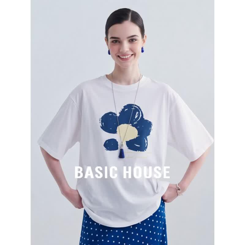 Basic House Women s Printed Cotton T-Shirt XL