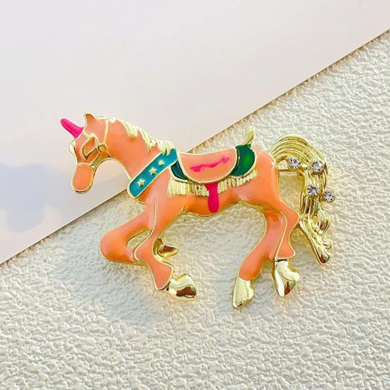 Broșă Pietre Strălucitoare Colorate Încrustate Design Cal Broșă Ac Insignă Rever Guler Costum Accesoriu Elegant