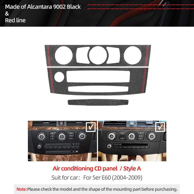 QTPC8 For BMW E60 Series 5 Made of Alcantara Car Interior Center Console CD Panel Trim Frame Performance Stickers Tuning Accessorie
