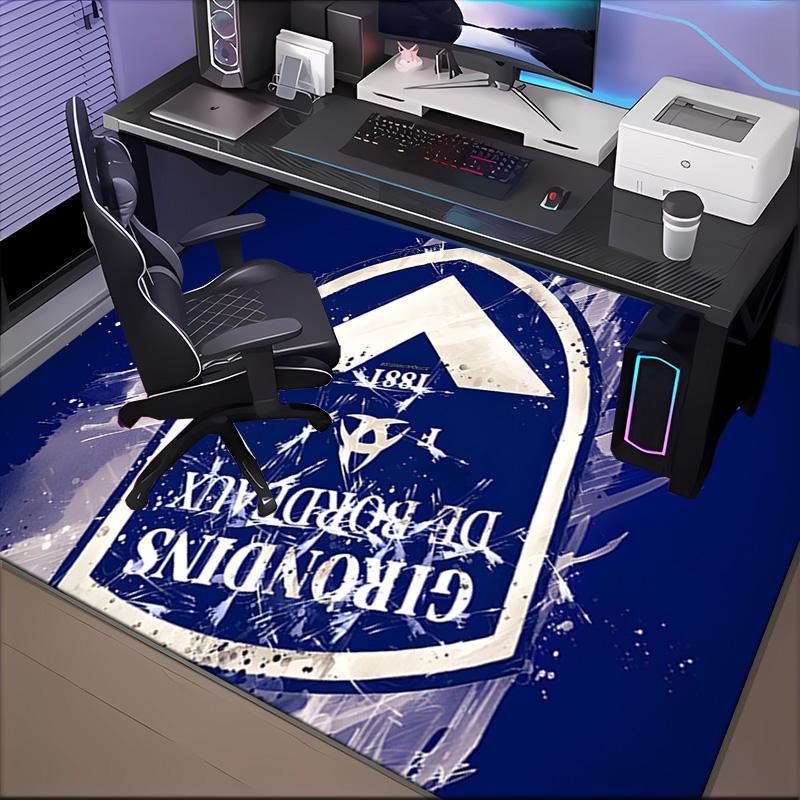 Giron-de Football Crest Printed Office Carpet Chair Cushion Entryway Rug, Rugs for Living Room, Bedroom Christmas gifts