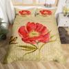 Vintage Flower King Full Queen Duvet Cover Retro Pink Floral Comforter Cover Rose Green Leaves Bedding Set Polyester Quilt Cover