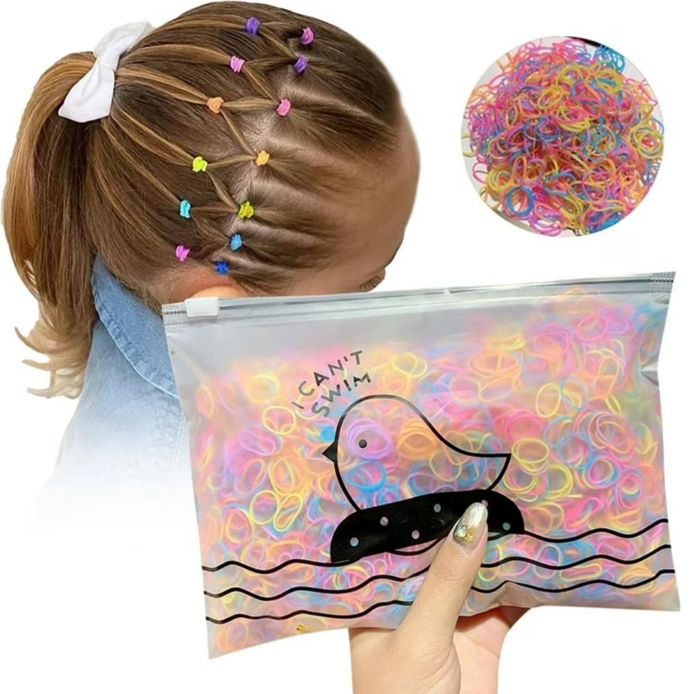 1000 Pcs Colorful Disposable Elastic Hair Ties for Girls – Soft Rubber Ponytail Holders for Kids, Bulk Hair Accessories
