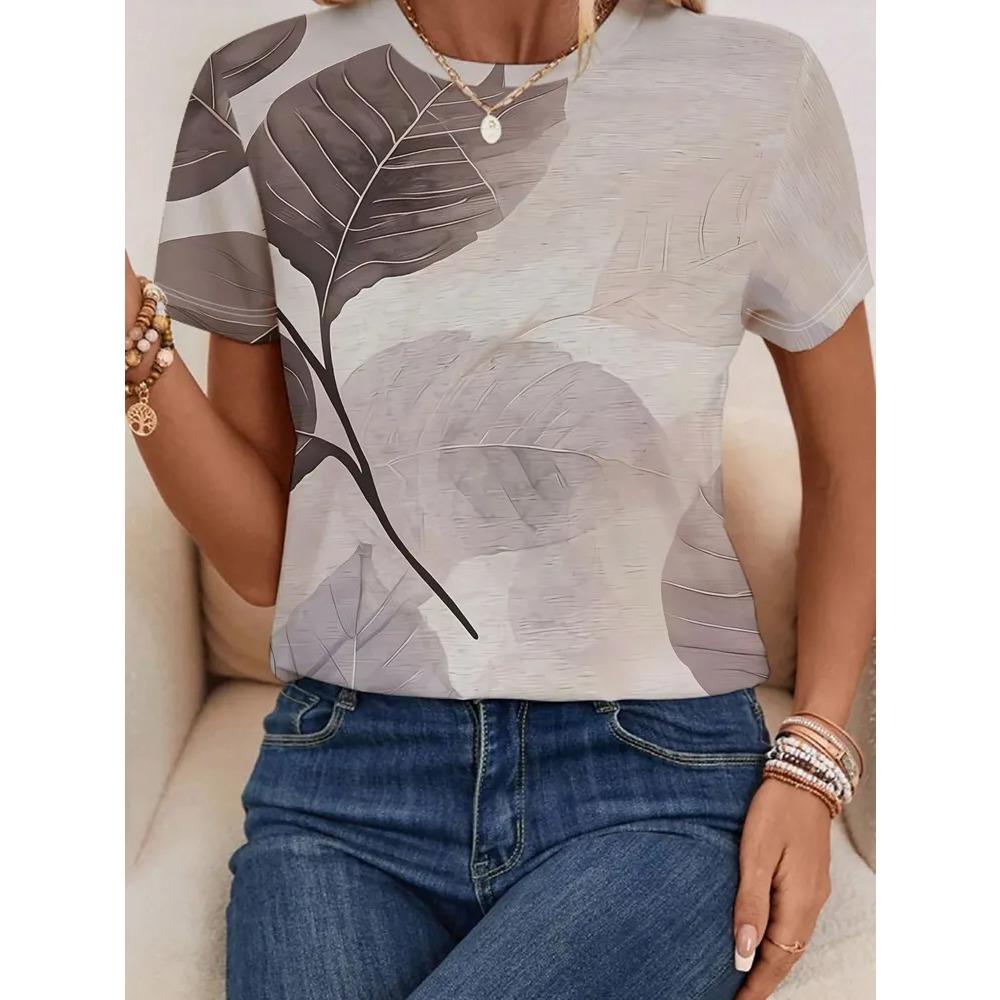 Creative Flower 3D Printed Short Sleeved T-shirt Fashionable Comfortable Soft Breathable Large Loose Womens T-shirt