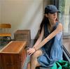 Women's Summer Design Denim Back Dress V Neck Do Old Sleeveless Loose A-line Dresses