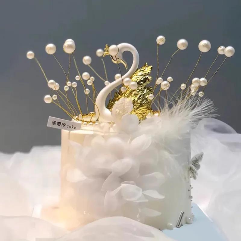 2pcs Swan Model Figurine Collectibles - Swan Cake Topper, Dessert Baking Decor Ornament, Car Interior & Home Decoration