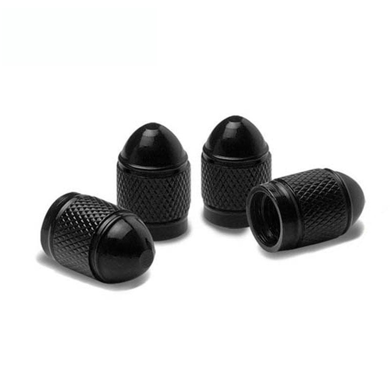 

AQTQAQ 4Pcs/Set Black Auto Tire Wheel Valve Cap Bullet Shape Aluminum Dust Proof Trye Stem Air Cover Case Red Blue Silver Gold