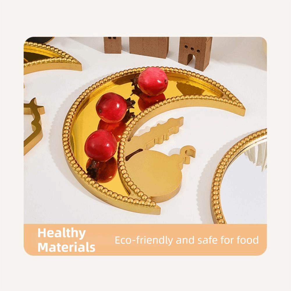 Moon Shaped Moon Food Serving Tray Elegant Eid Candy Dish Ramadan Decorative Tray  Eid Celebration