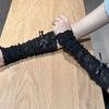 Fashion Gothic Lolita Lace Gloves Elastic Mesh Anime Gloves Bowknot Strapping Japanese Sunscreen Sleeve Cosplay Accessories