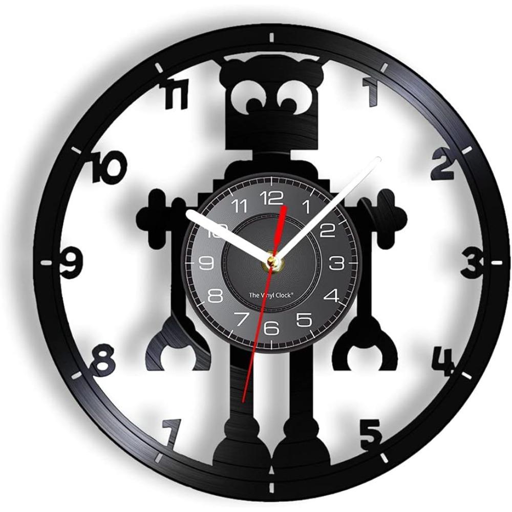 

Robot Wall Clock Vintage Home Decoration Mechanical Analog Robot Vinyl Record Wall Clock Children s Room Bedroom Decor Gift