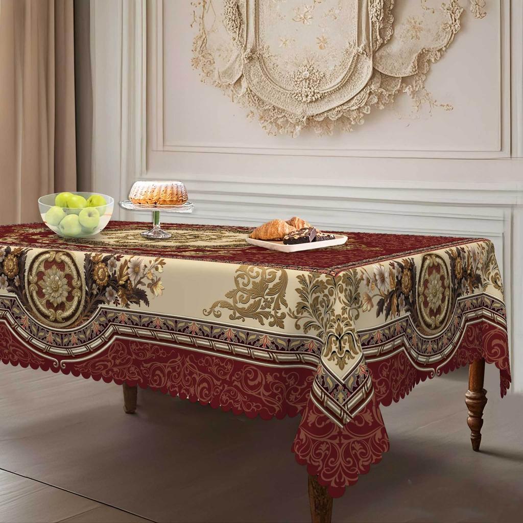 European Retro Flower Pattern Tablecloth Rectangular Round Tablecloth Household Printing Tablecloth Classical Decoration