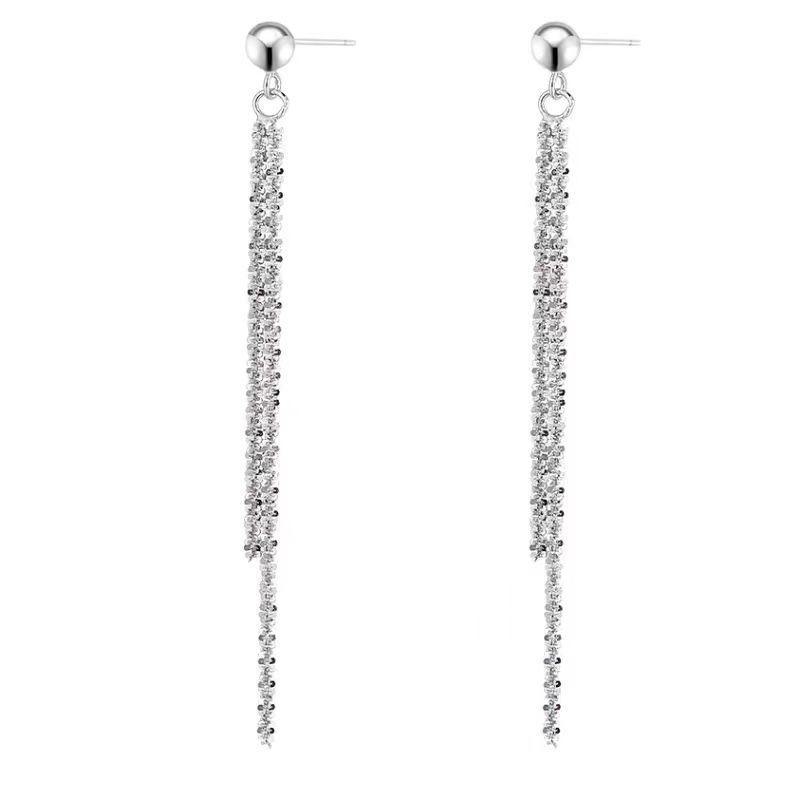 Silver Starry Sky Tassel Earrings for Women - 2025 Trendy High-End Design