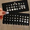 Women Pearl Stud Earrings Set Geometric Crystal Small Earrings 20-30 Pairs Fashion Jewelry