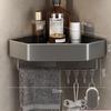 Gunmetal Grey Diamond Corner Bathroom Shelf with Hooks