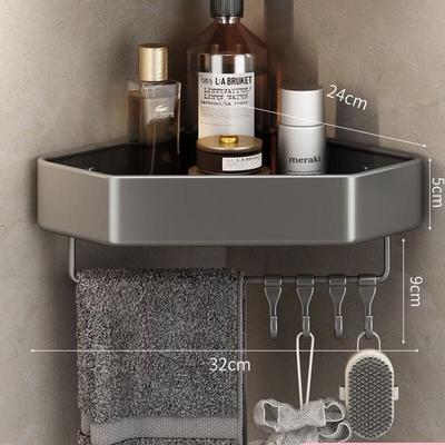 Mensola da Bagno Angolare con Angoli a Diamante Grigio Antracite con Ganci
