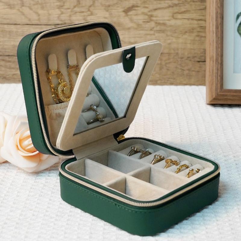 Portable PU Jewelry Organiser Box With Soft Lining And Multi Layer Compartments For Travel Accessory Storage Container