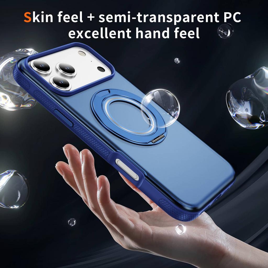 360 Magnetic Stand for iPhone 17/Air/16/15/14/13/12 Pro Max 11 Case, Fit for Magnetic Rotatable Ring Kickstand Slim Translucent