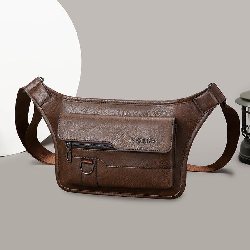 Men's Crossbody Bag Chest Bags High Quality Shoulder Bag Chest Bag for Men Fashion Business Messenger Bag PU Leather Waist Bags
