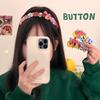 Y2k Coloured Button Headband Dopamine Bow Hair Clip Creative Childishness Hairband  Girls