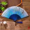 Traditional Chinese Sle Hand Fan Women's Qipao Dance Fan Portable Summer Small Foldable Fan Silk Material Bamboo Frame