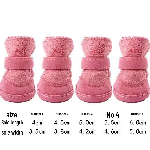 

4 шт. Хлопковые зимние ботинки для щенков - Плюшевая зимняя обувь для тедди, бишона, померанского шпица Size 5