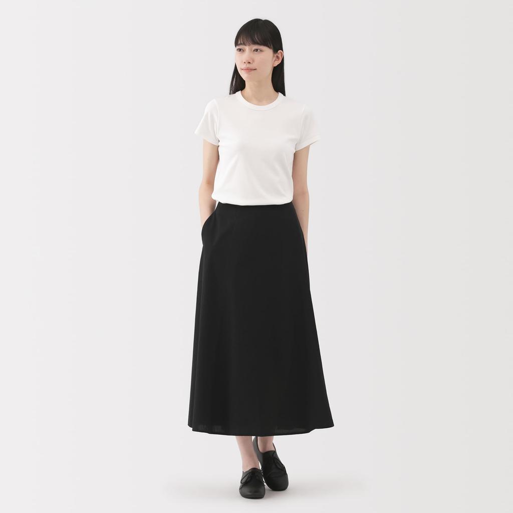 MUJI Women's Cool Flare Skirt, BE1VTA5S, Black, Size S