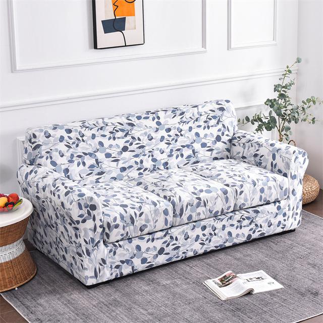 Nordische Blumen Sofabezug Elastischer Spandex Sofasitzkissenbezug für Wohnzimmer Rutschfester Möbelschutz