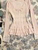 Guangzhou Ribbed Cashmere Lace Trim Long-Sleeve Top
