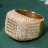 Gorgeous Golden Plated Wedding Wide Ring for Women's Square Shaped Fashion Sparking Wedding Engagement Party Jewelry Accessories