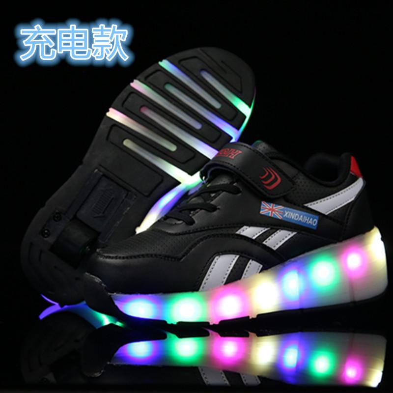 Neue Jungen Einrad Leucht-Laufschuhe Mädchen USB-Aufladung Zyklus LED Leuchtende Radschuhe Trend Skates
