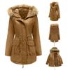 Women's Winter Plus Size Plus Velvet Hooded Fur Collar Winter Warm Cotton Jacket