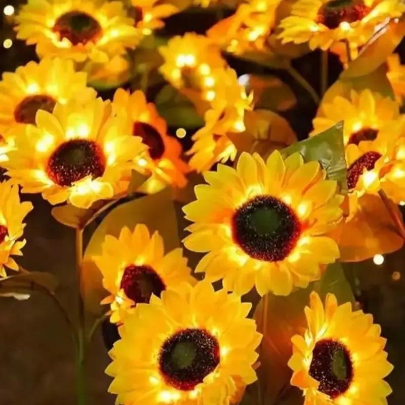 1pc Solar Sunflower Lights 3 Head Garden Stake Outdoor Decorative Waterproof LED Landscape Lights for Patio, Garden, Yard