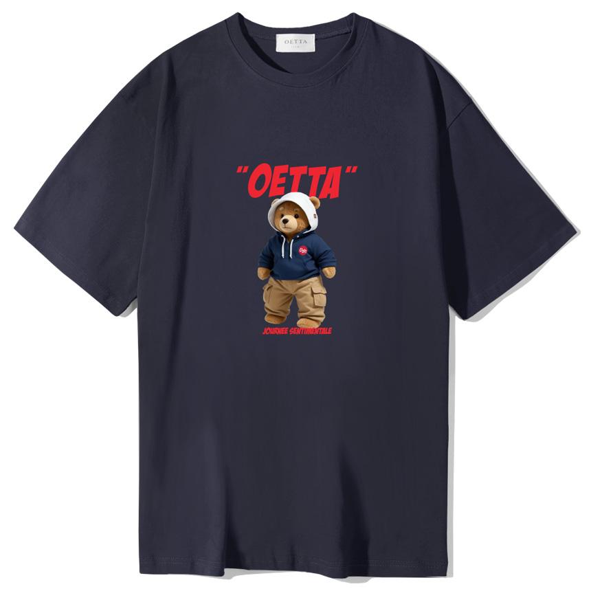 Yda Teddy Bear Hoodie Short Sleeve T-Shirt Navy Navy/Xl