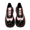 Color-blocked Low-top Shoes for The Fall of 2025 New Platform Lace-up Muffins Plus Size Small Leather Shoes for Women