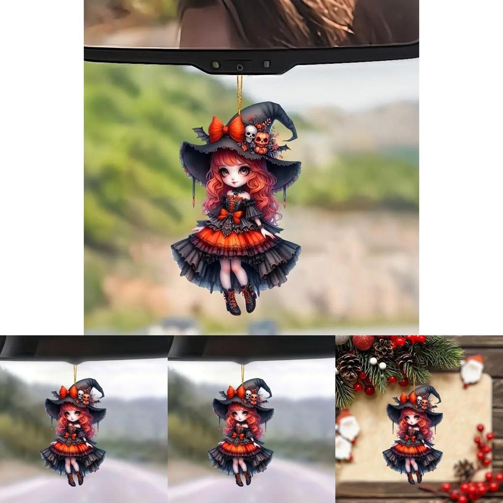 Cartoon Girl Acrylic Car Charm Halloween Special Car Interior Accessory For Travel And Gifts
