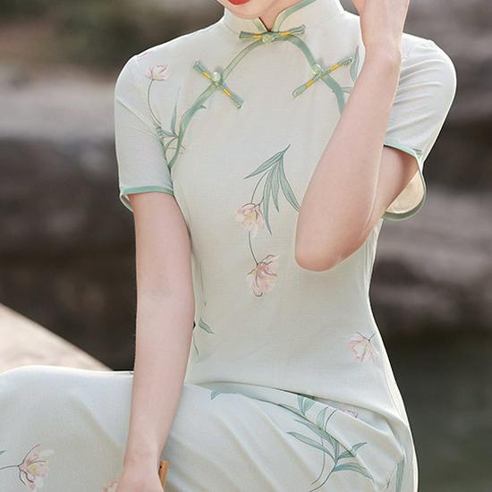 2024 Elegant Slim Fit Summer Cheongsam: Skin-Friendly, Long Length, Youthful Style