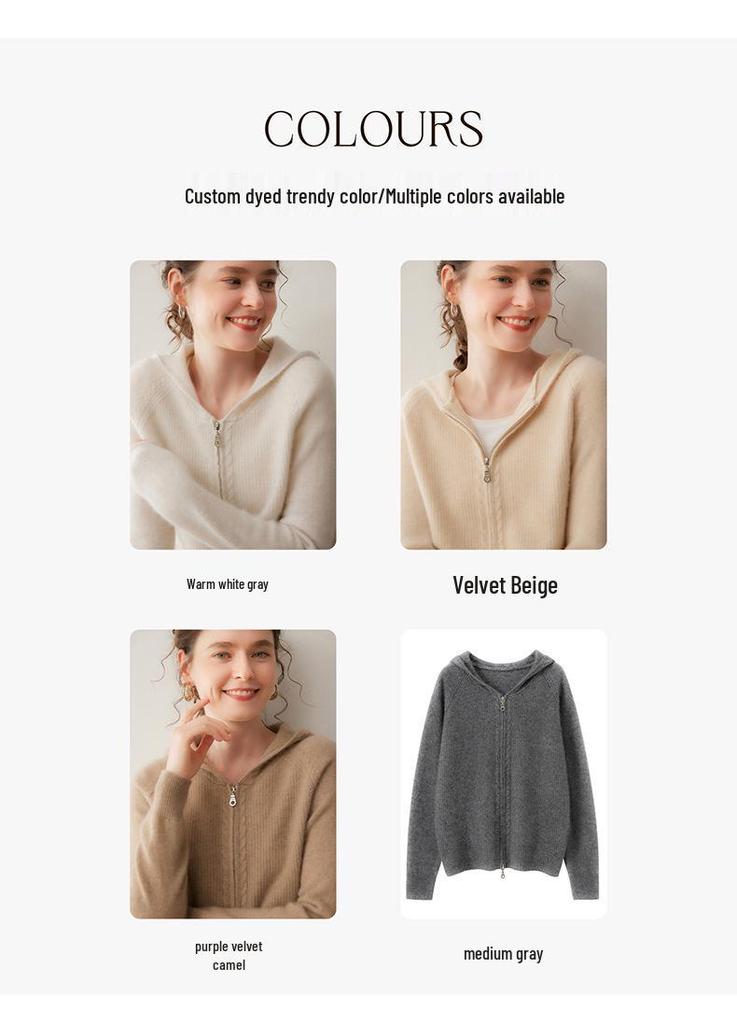Cardigan Pull Manteau à Capuche en Cachemire pour Femme
